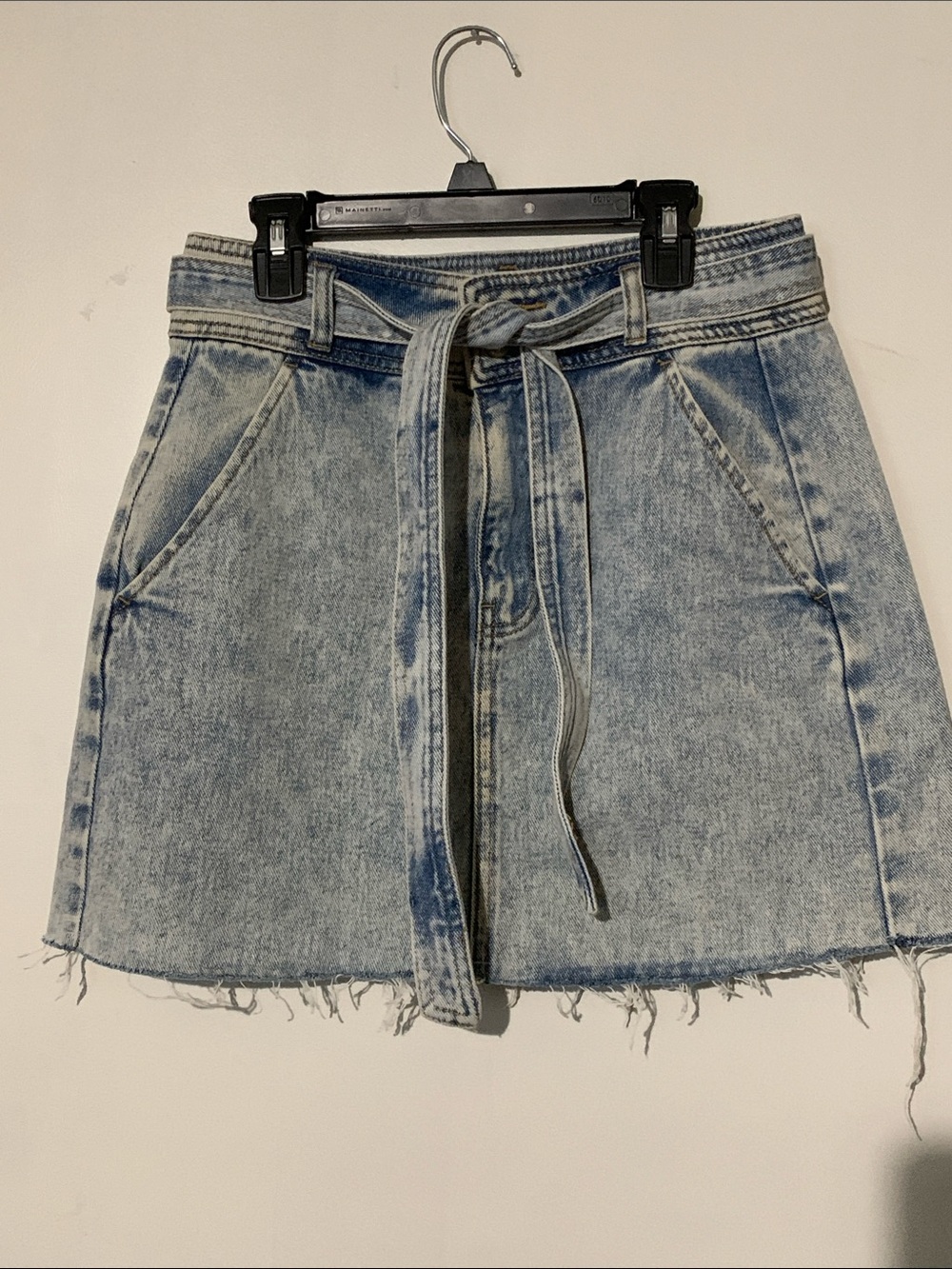 PacSun Washed Light Blue Denim Tie-Belt Mini Skirt